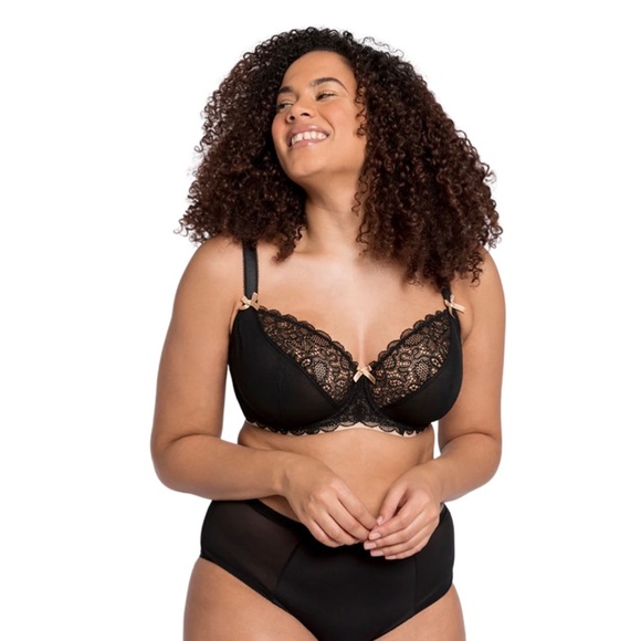 38K CURVY KATE Ellace Balcony Bra Black/Champagne - Picture 1 of 9